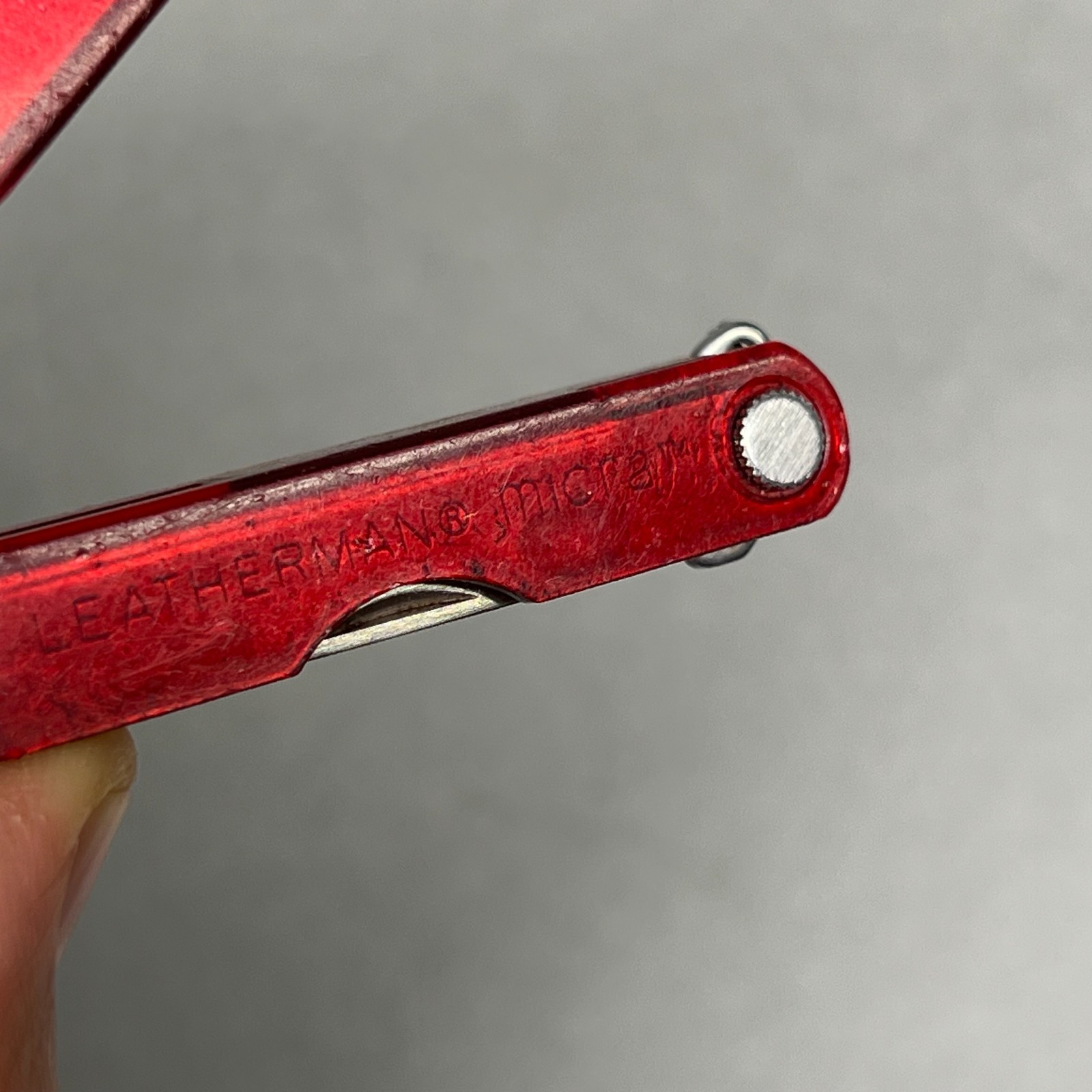 RARE Leatherman Micra Translucent Red Polycarbonate Keychain Multi-Tool USA