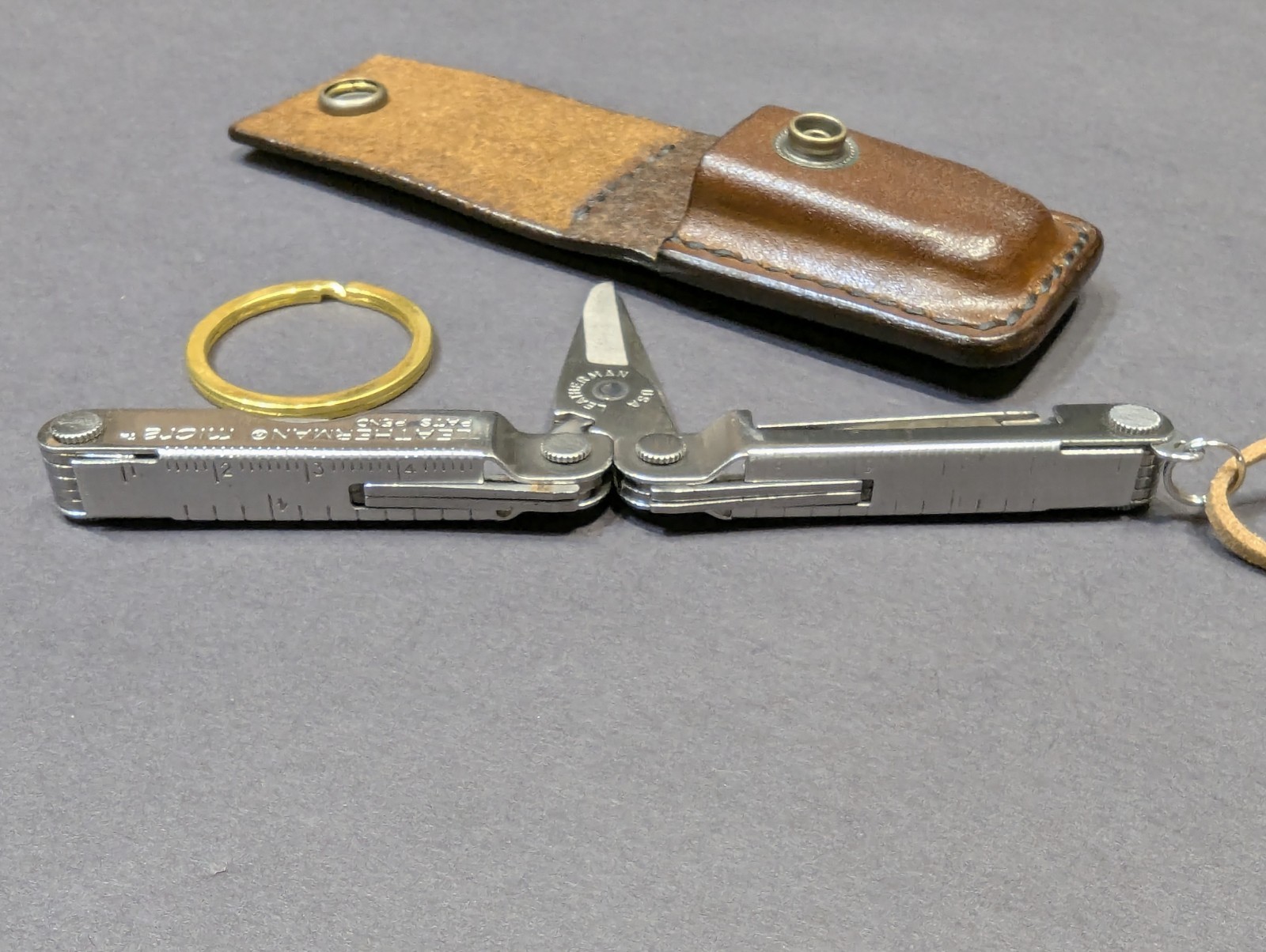 Leatherman Micra Keychain Tool w/ Custom Handmade Leather Holster