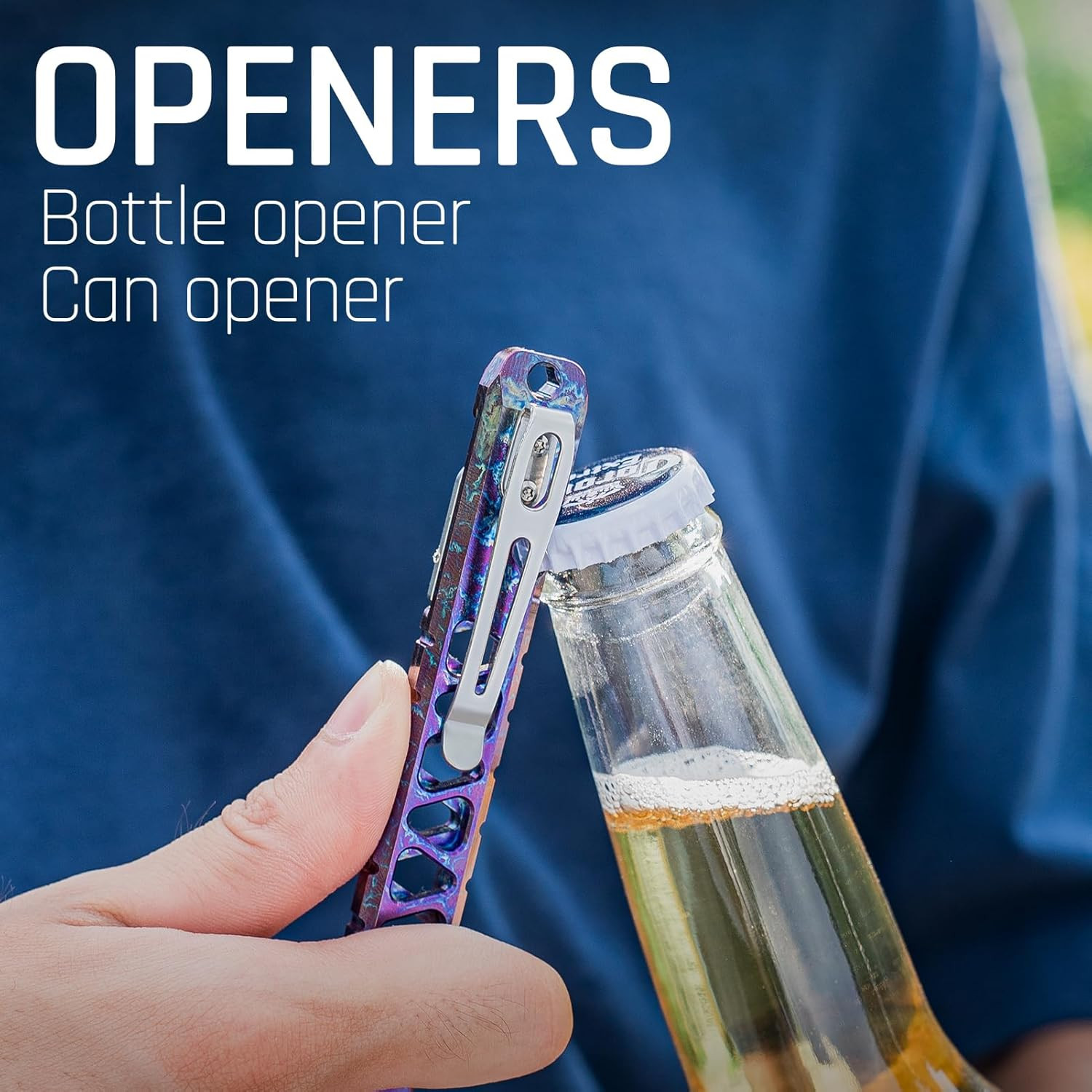 Titanium EDC Pry Bar, Keychain Pry Bar Multitool with Bottle Opener, Pocket Smal