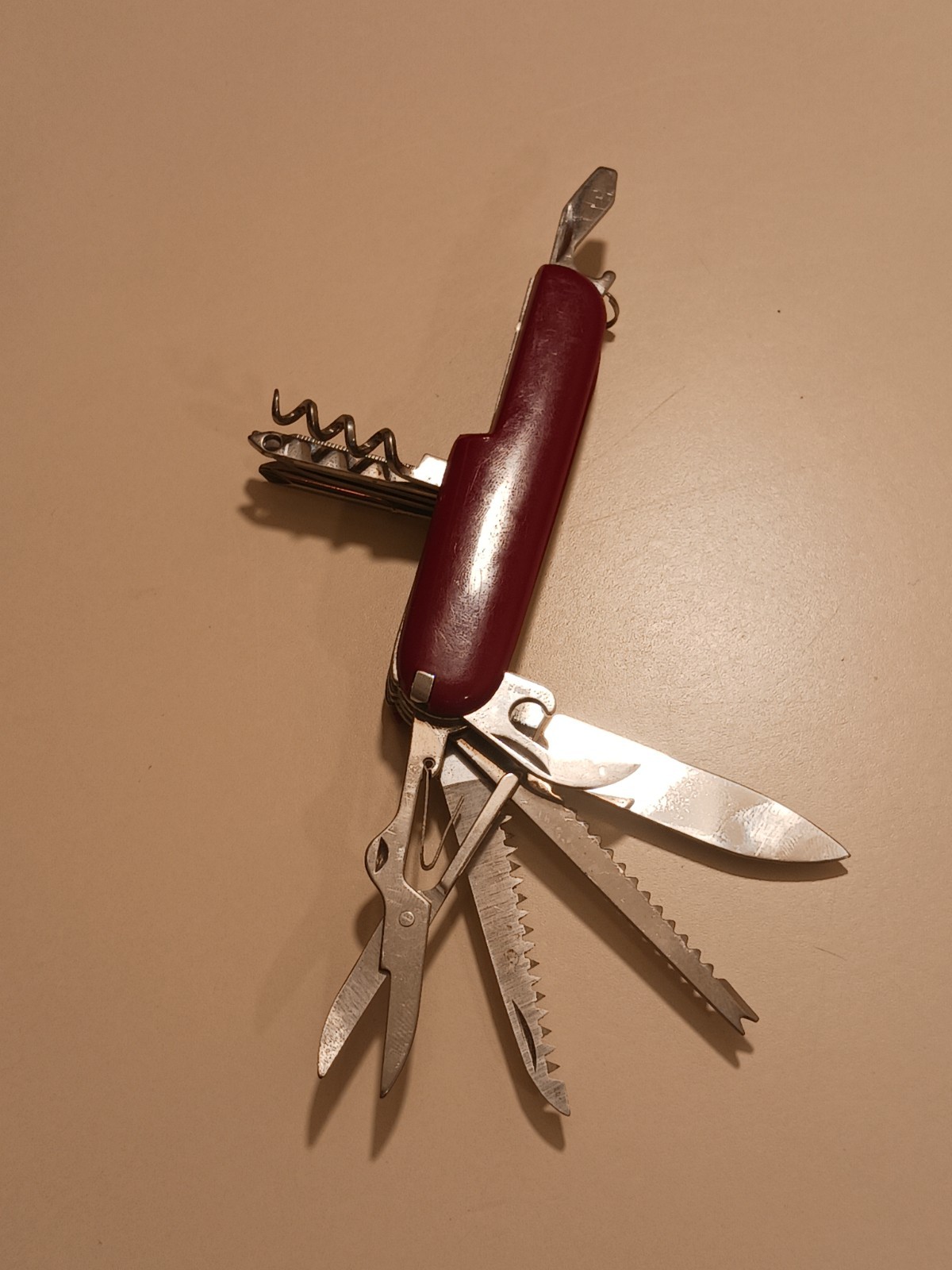 RK Logo Pocket Knife Multi-tool Stainless Steel Red Handle Camping Utility EDC