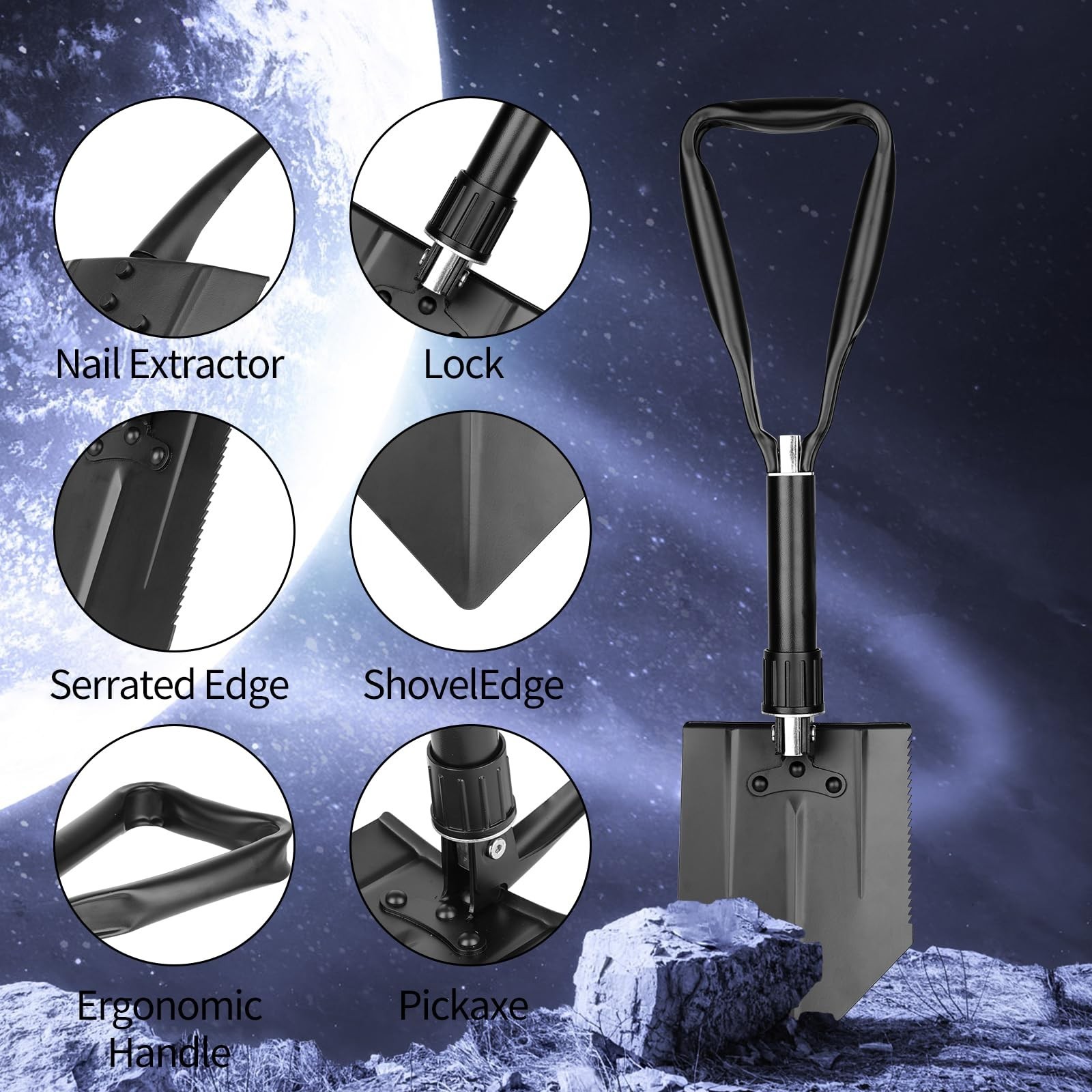 14-in-1 Tactical Multi-Tool & Folding Shovel – Survival Gear for Camping, Hiking
