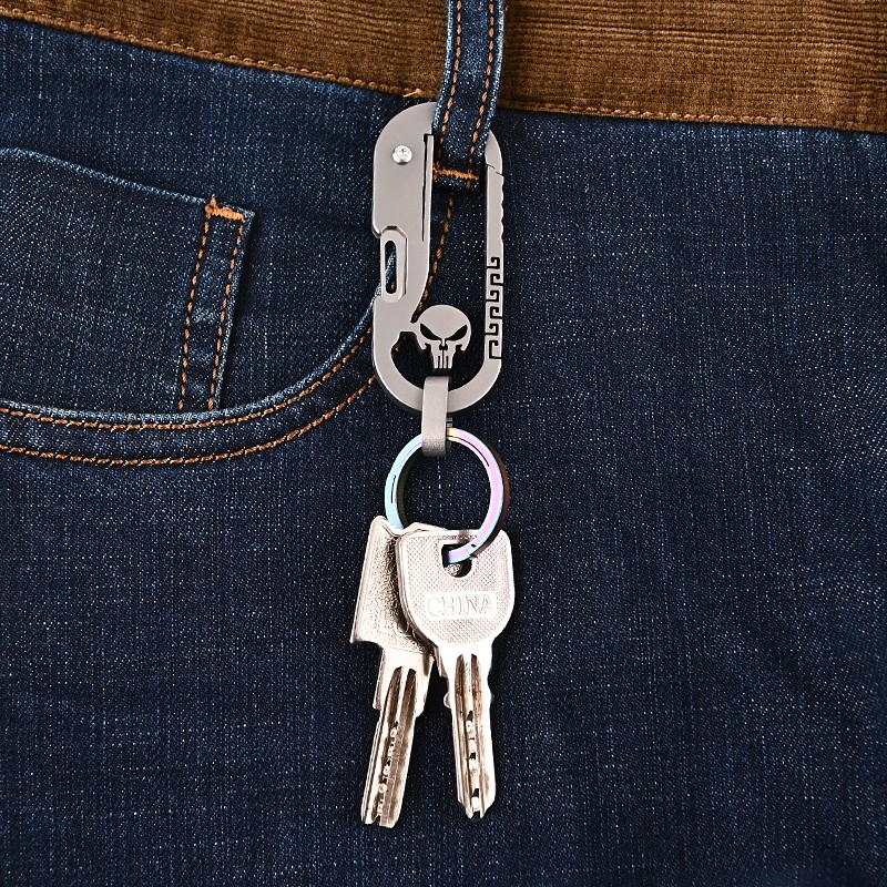 Titanium alloy punisher Skeleton Multi functional Keychain EDC