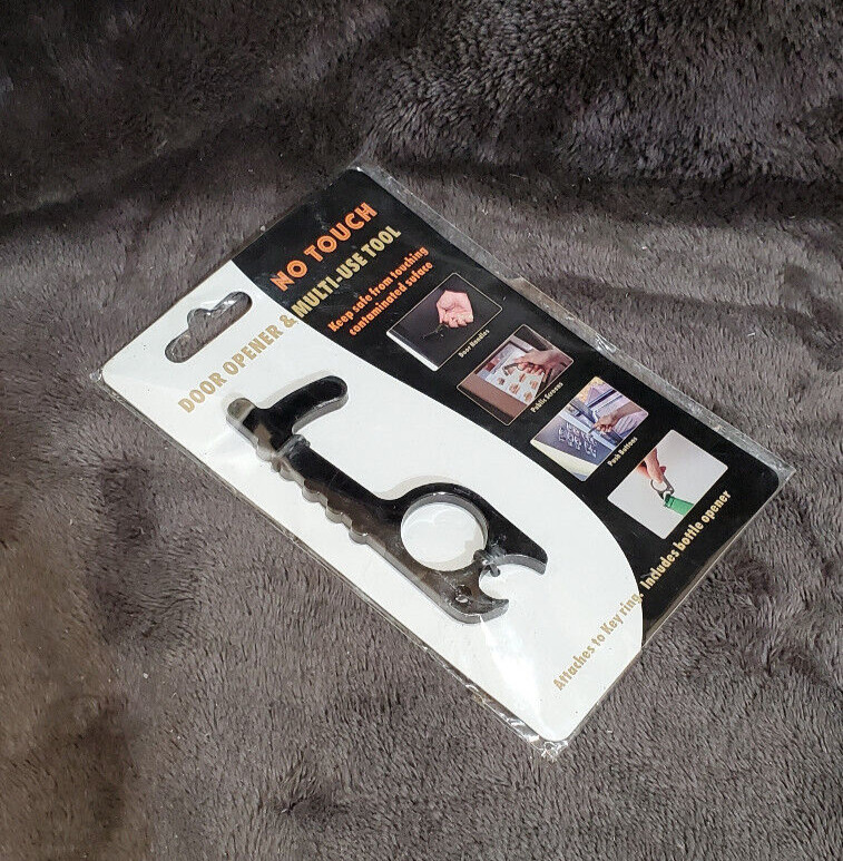 NO TOUCH Black Door Opener & Multi-Use Tool with Bottle Opener