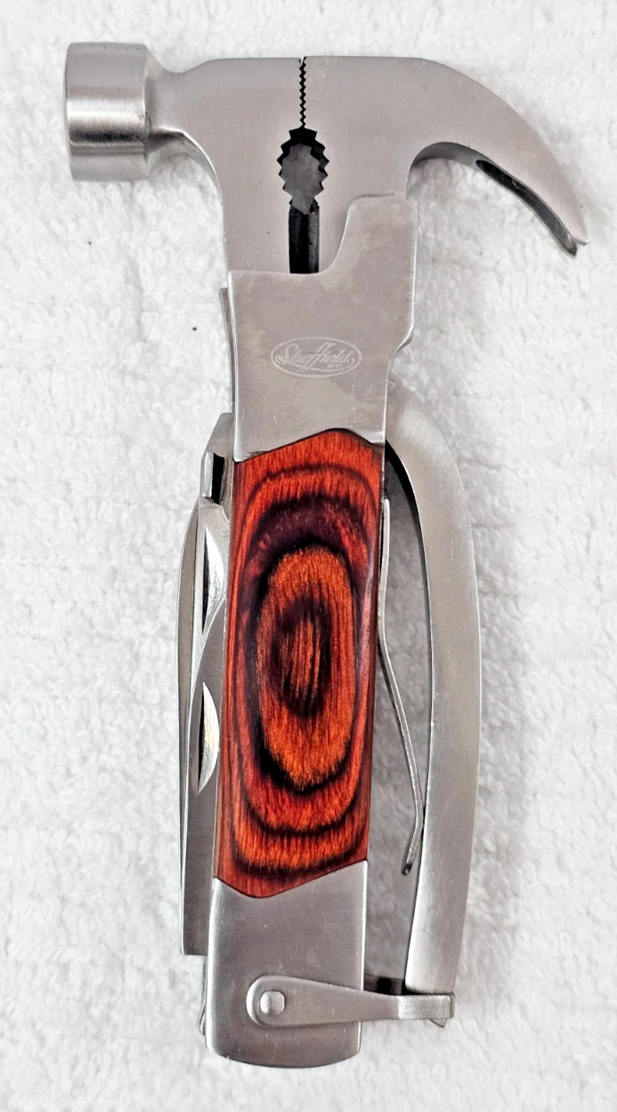 Sheffield 14-in-1 Multi Tool: Hammer Pliers Blade Knife Screwdrivers + More