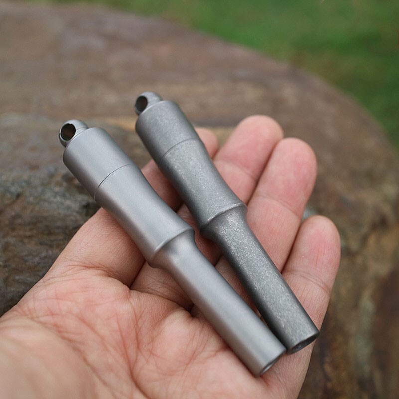 EDC Titanium Alloy Keychain Whistle w/ Waterproof Storage Box Outdoor Multi Uses