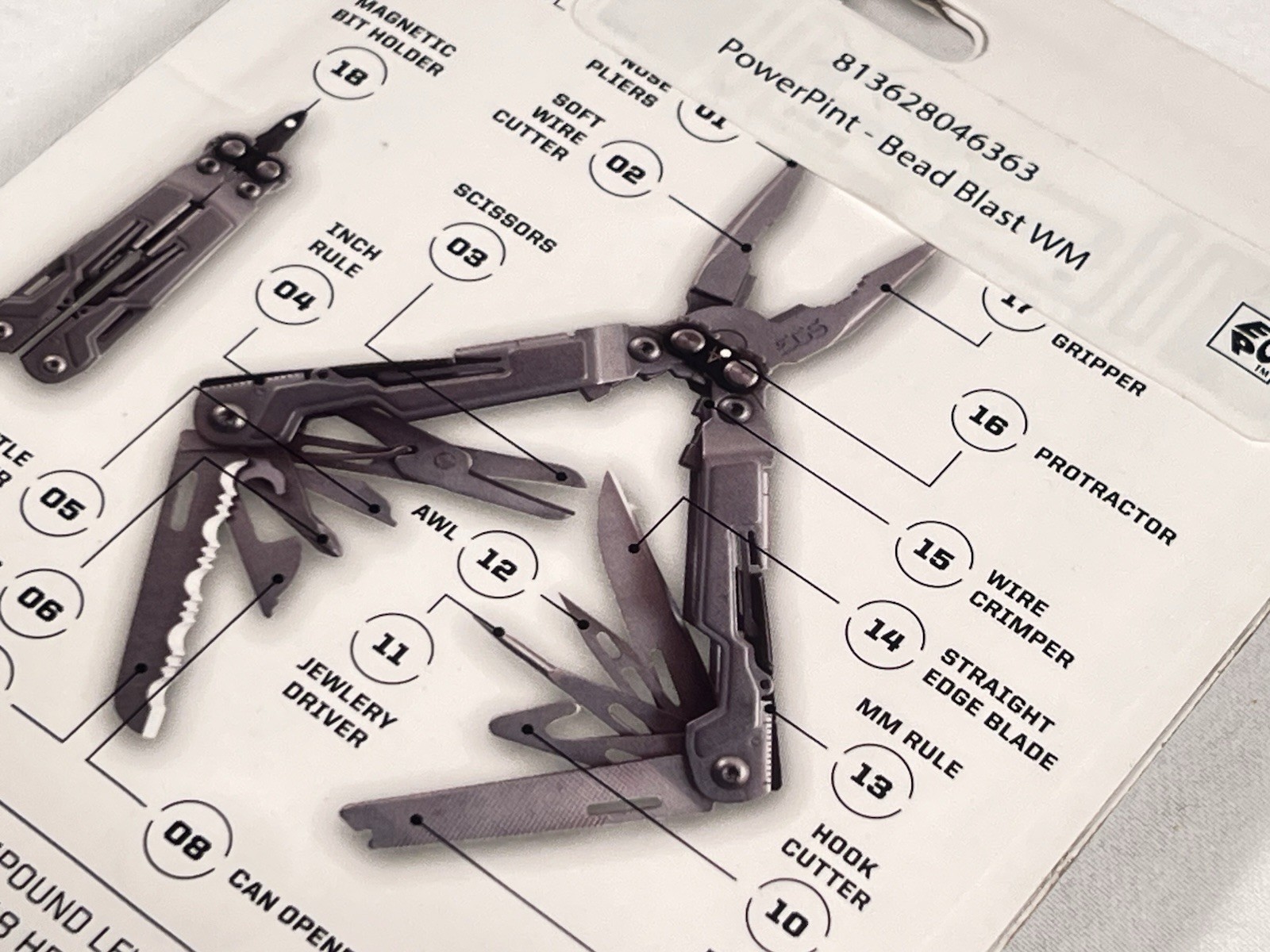 SOG Powerpint Silver Needlenose Pliers Scissors Knife MultiTool PP1001-WMT