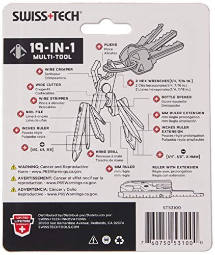 19-in-1 Stainless Steel Key Chain Multi Tool, Polished Finish, Compact & Durable