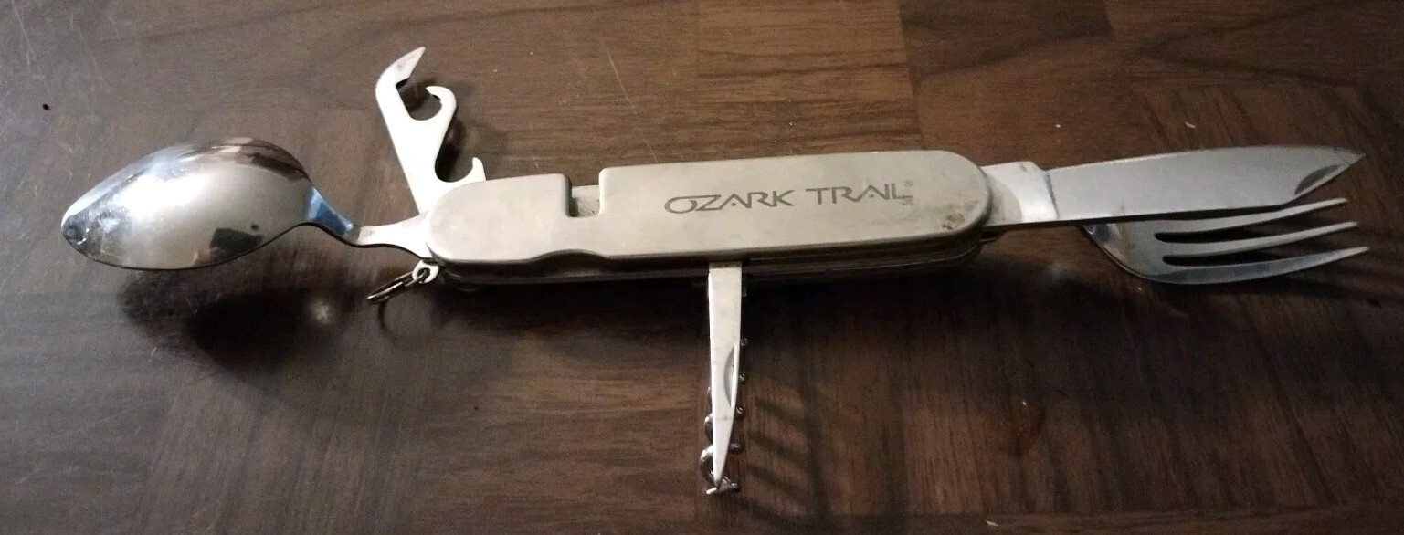 Ozark Trail Multi-Function Camping Survival Knife 7 in 1 Fork & Spoon Key Ring