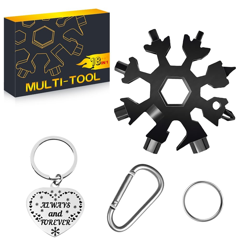 Stocking Stuffers for Men Dad Gifts, Multi Tool 18 in 1 Black Snowflake Hand …