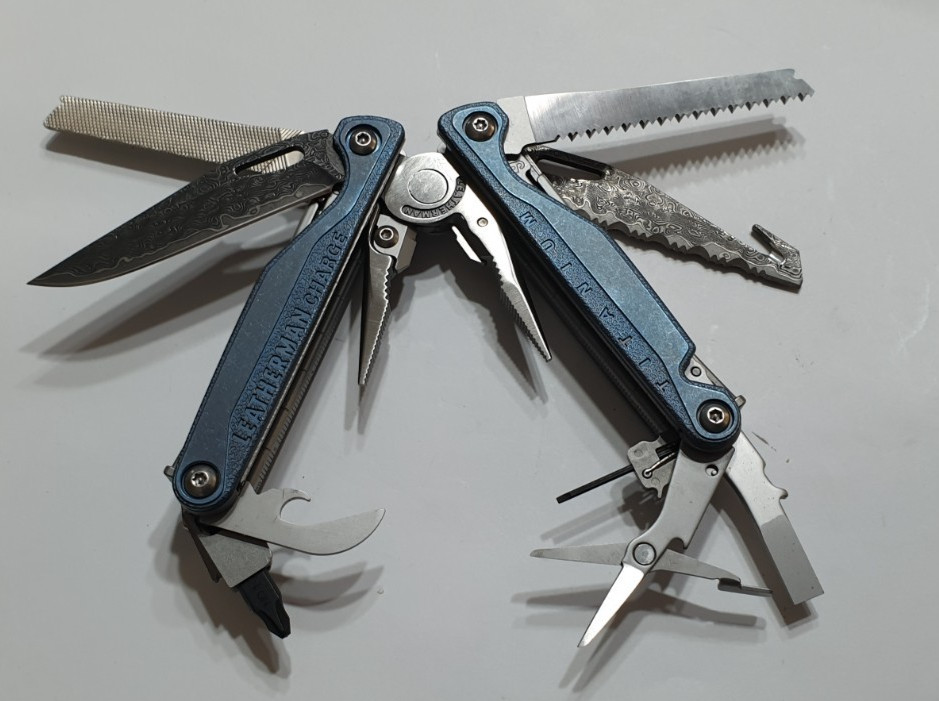 🔥🔥🔥 Leatherman Charge TTI Titanium Damascus Blades NotUsed Very Rare
