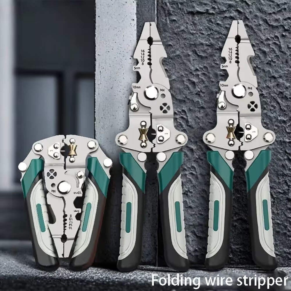 3PCS Professional 10-in-1 Folding Multi-functional Wire Stripper and Pliers – He