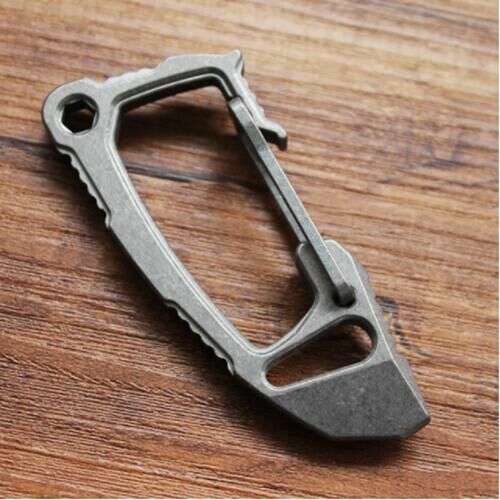 Titanium Alloy Multi-purpose Tool EDC Key Chain Hang up Carabiner Pry Bar Opener