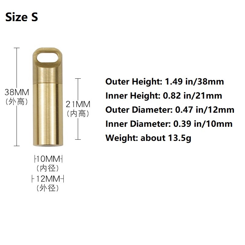 3PCS Solid Brass Pill Container Case Holder Organizer EDC Waterproof Storage Box