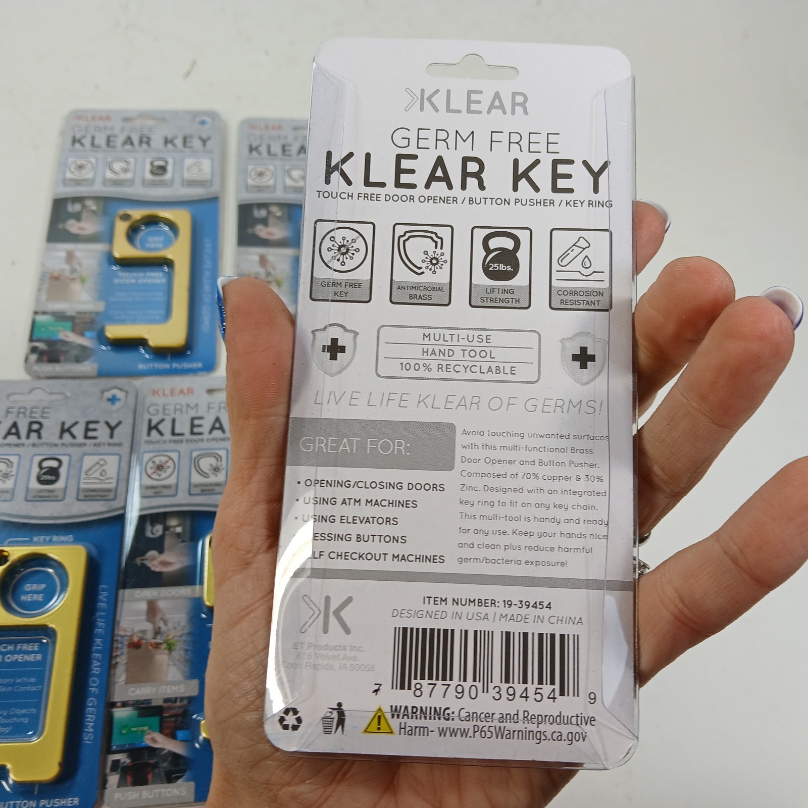 Lot of 5x Germ Virus Free NO TOUCH Hands-Free Door Opener Key Chains Metal