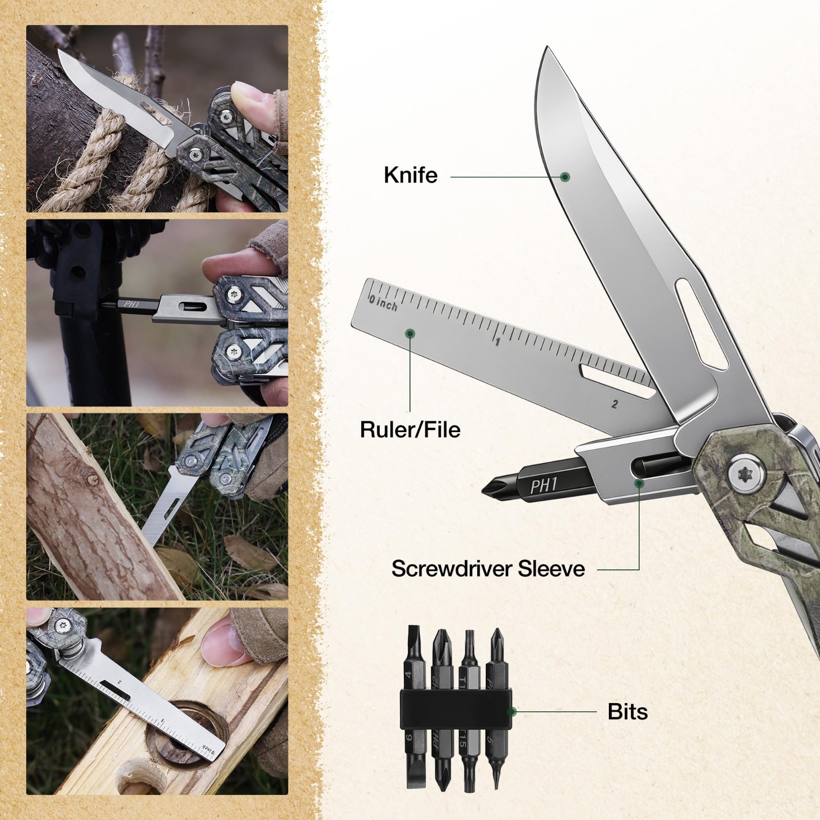 22-in-1 Stainless Steel Multitool with Pliers, Screwdriver, Knife & Sheath – Ide