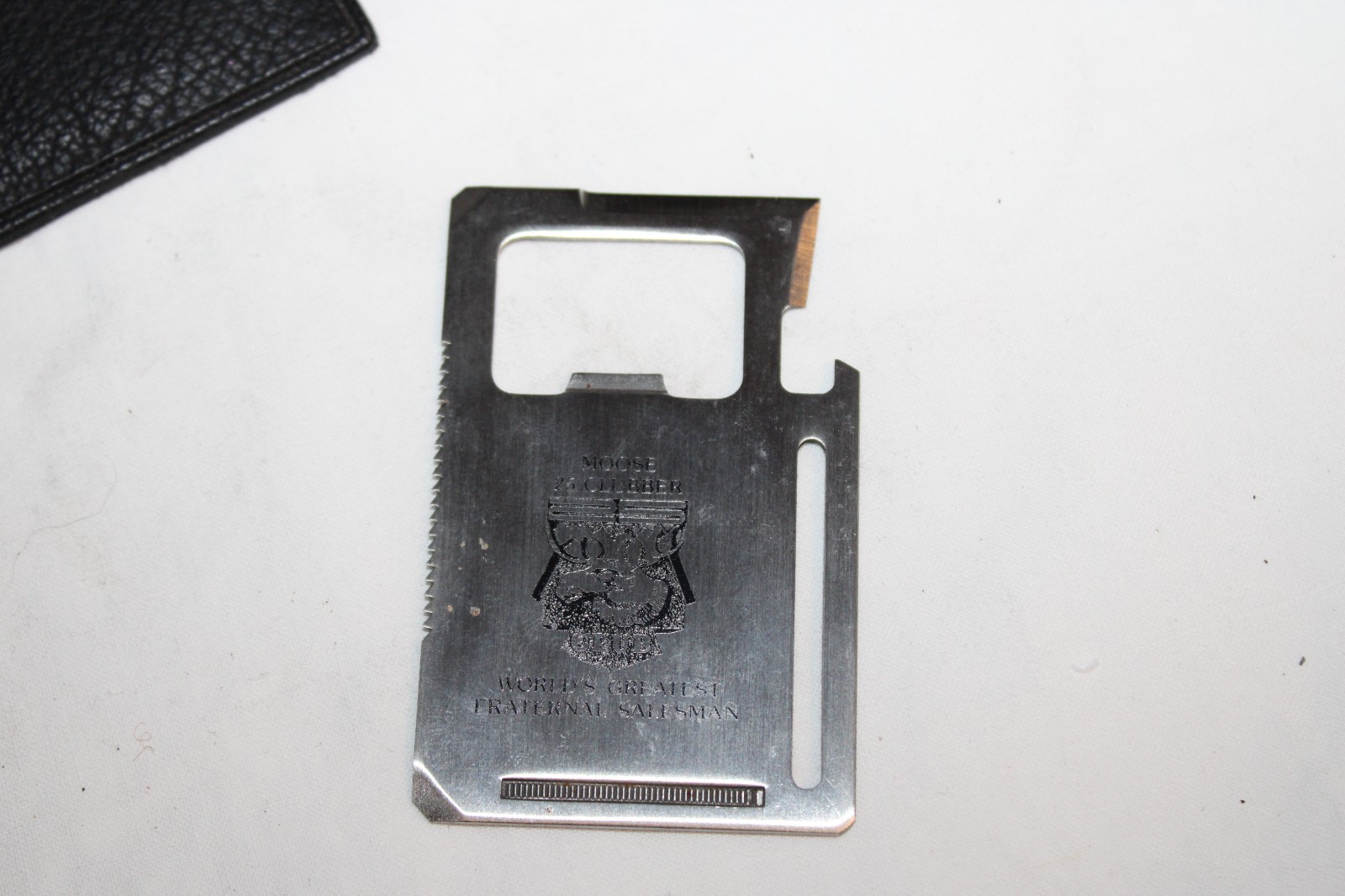 Stainless Steel Utility Tool Blade w/Leather Pouch Moose Award 25 Clubber