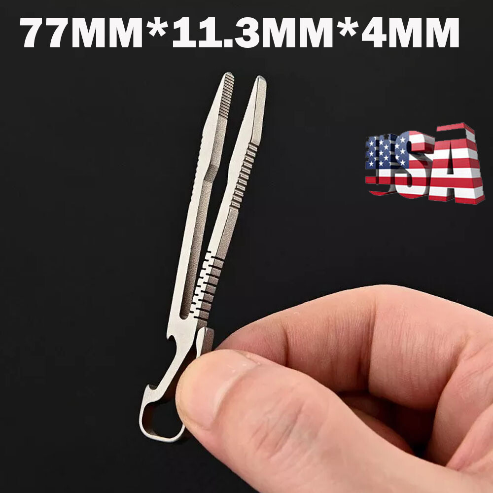 Mini Lightweight Titanium Alloy Keychain Tweezers For EDC Outdoor Tool USA