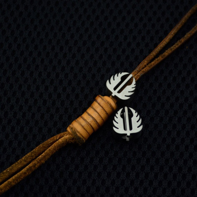 Wing Emblem Stainless Lanyard Bead for Knife EDC Zipper Pull Charm