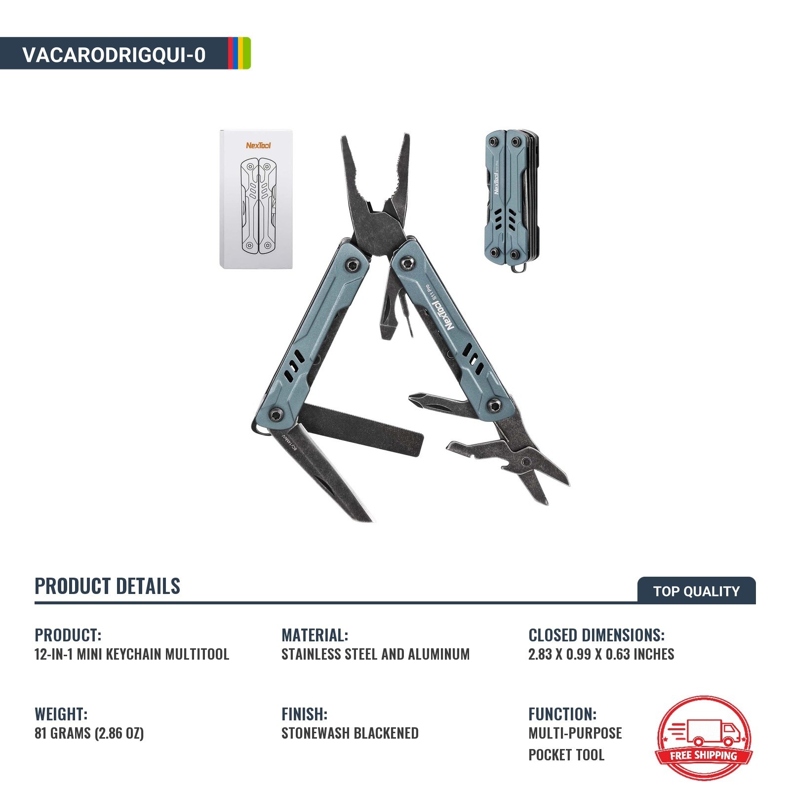 Mini Pinza Multiusos Llavero 12 en 1 Herramienta Bolsillo Camping Tactica