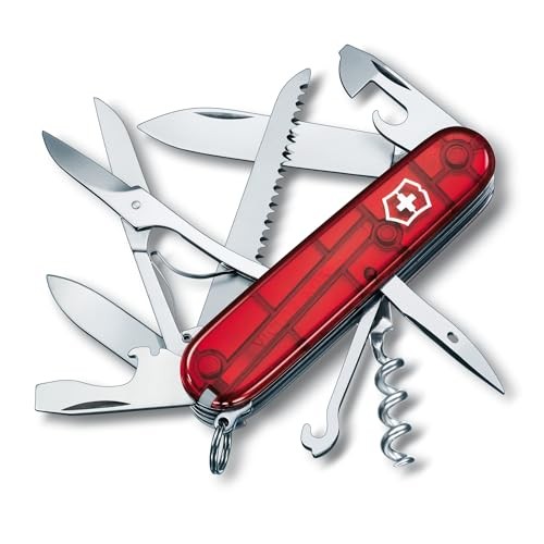 VICTORINOX 1.3713.T Huntman Translucent Red Swiss Army Knife Multi-functional