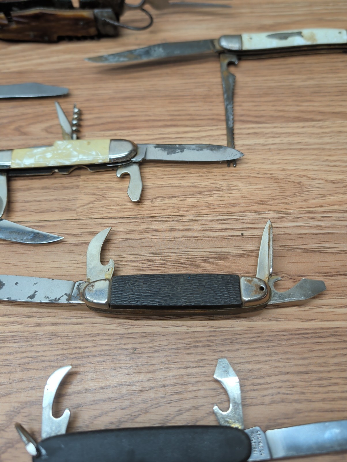 Vintage Stainless Steel Blade Pocket Survival Folding Multi-tool – Lot Of 9