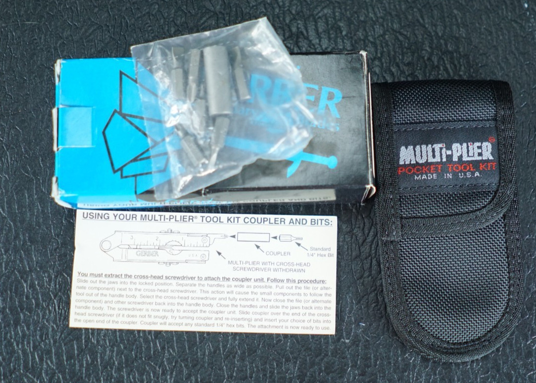 Gerber Black Multi-Plier Tool Kit w/ cloth sheath box 55200 NOS