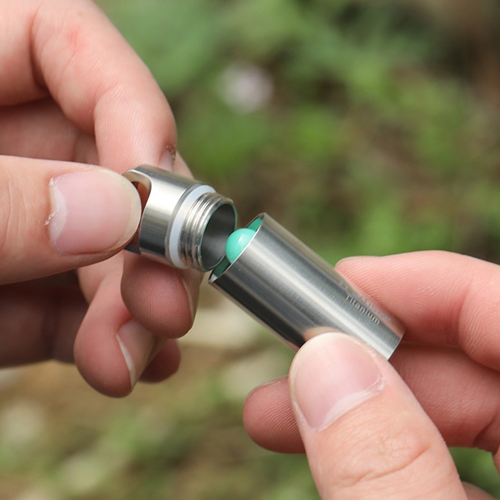 Portable Pill Box Container With Keychain Attachment And Space For Small Items