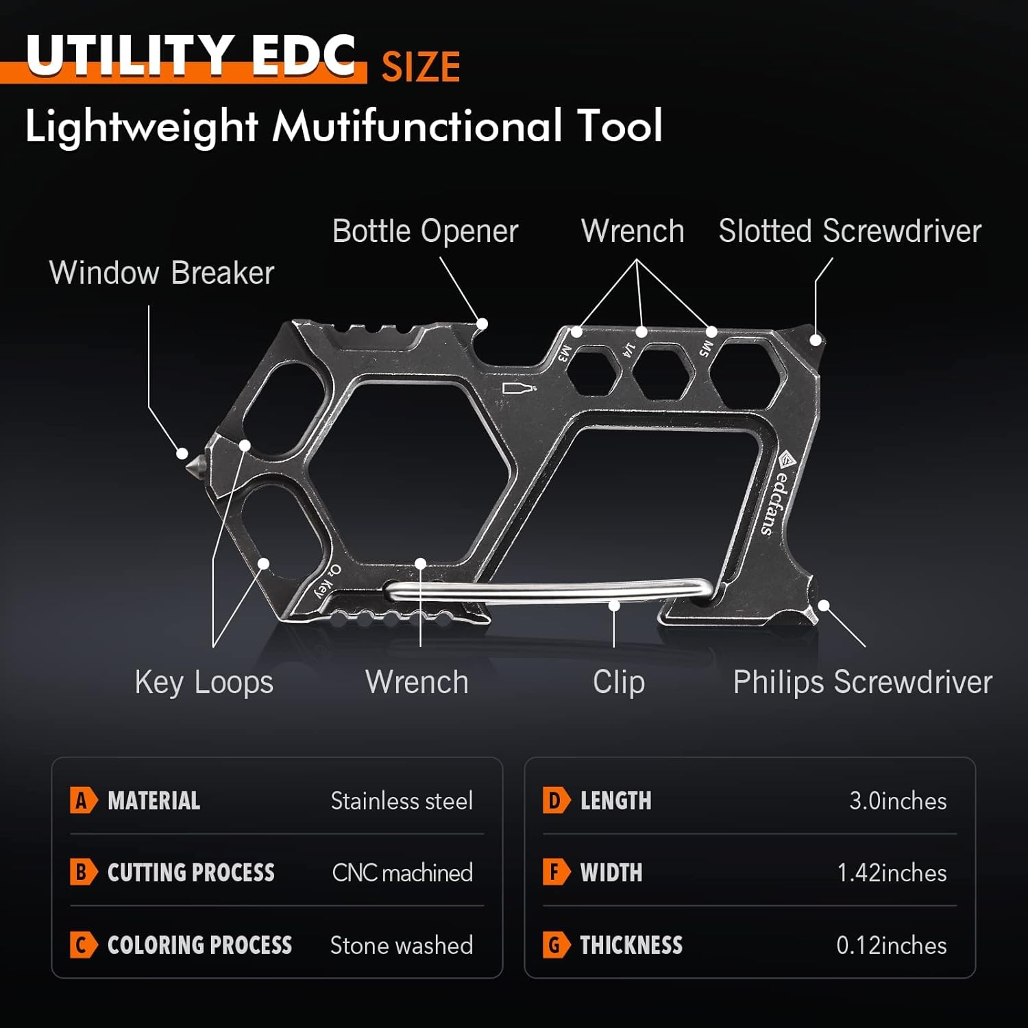 Carabiner Keychain Stainless Steel Multitool – 11 in 1 Tactical Emergency Surviv