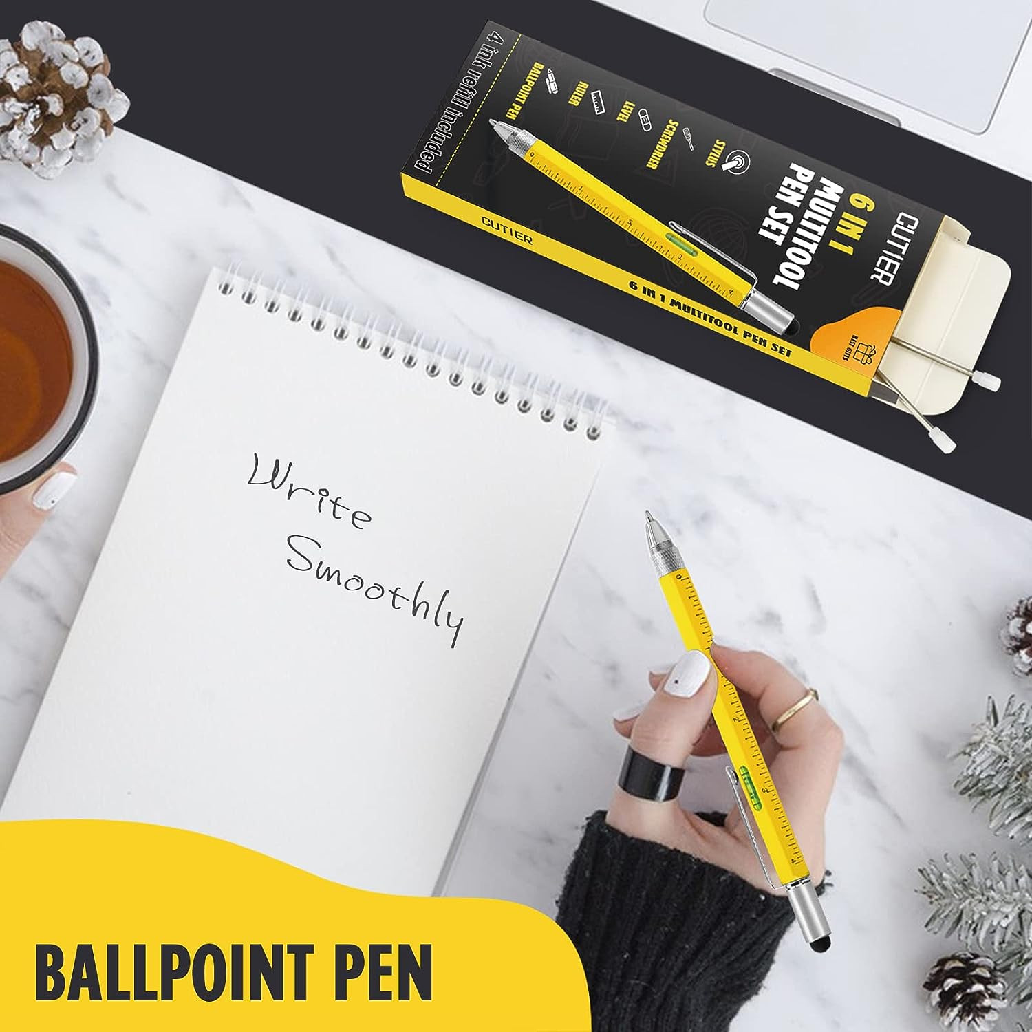 Cool Pen Gifts for Men, 6-In-1 Multi Tool Tech Pen Gadgets Tools for Men, Perso