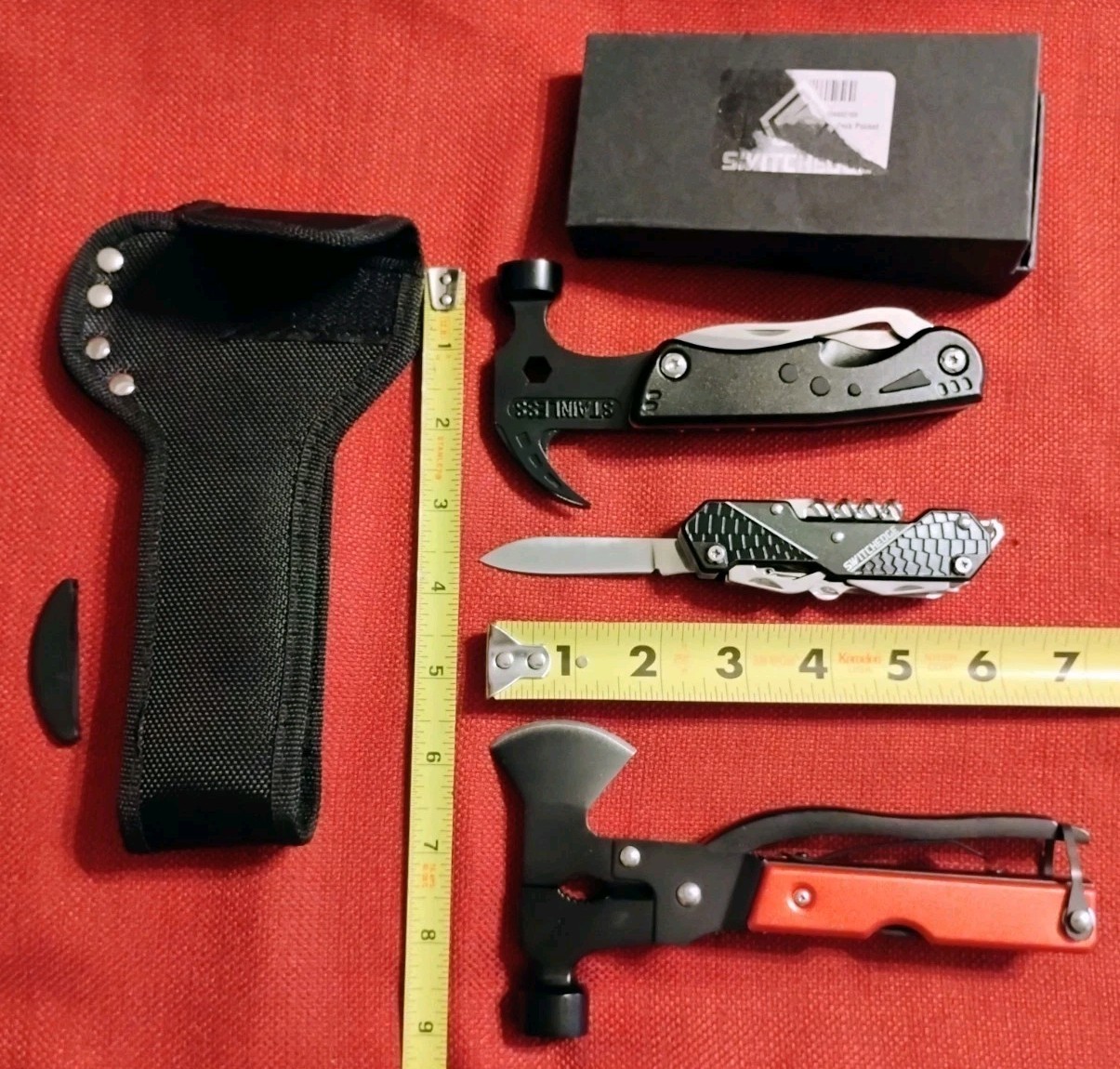New multitool knife 3pc lot: Blue Ridge hammer & hatchet, camping EDC survival