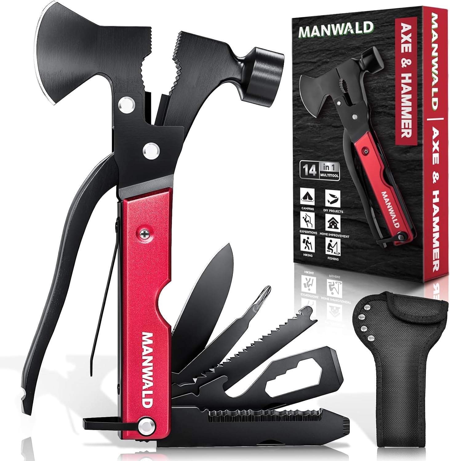 15 in 1 Multitool Axe Hatchet, Camping Accessories Survival Gear, Multi Tool