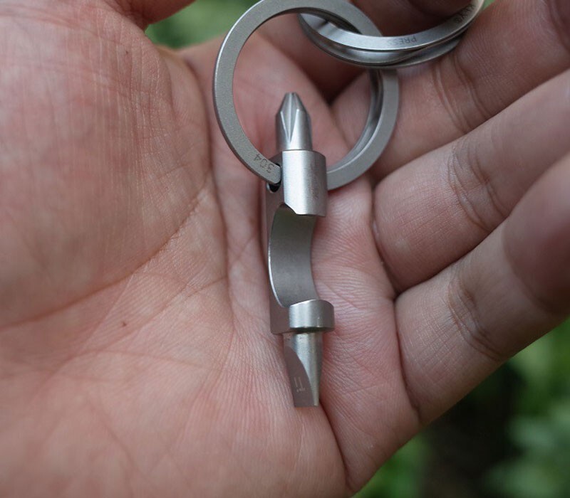 EDC Portable Titanium Multi Tools Bottle Opener Bolt Driver Screwdriver Keychain