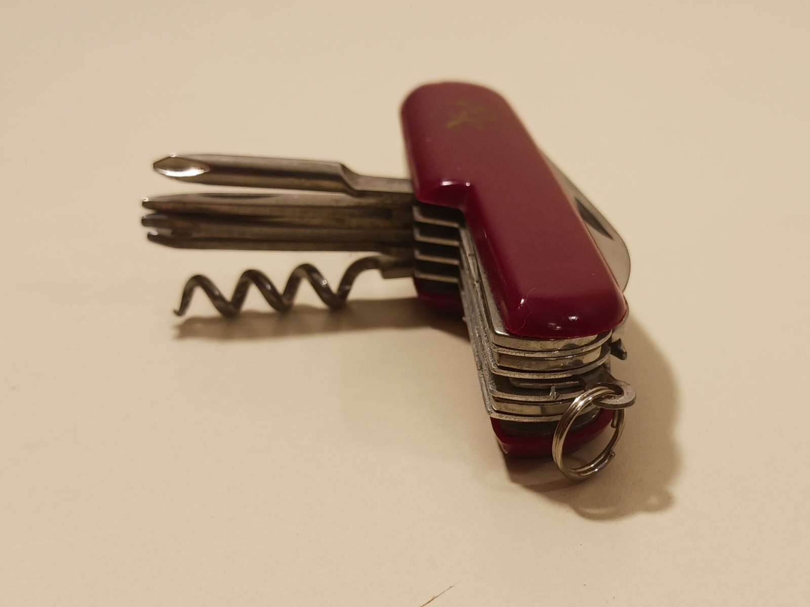 RK Logo Pocket Knife Multi-tool Stainless Steel Red Handle Camping Utility EDC