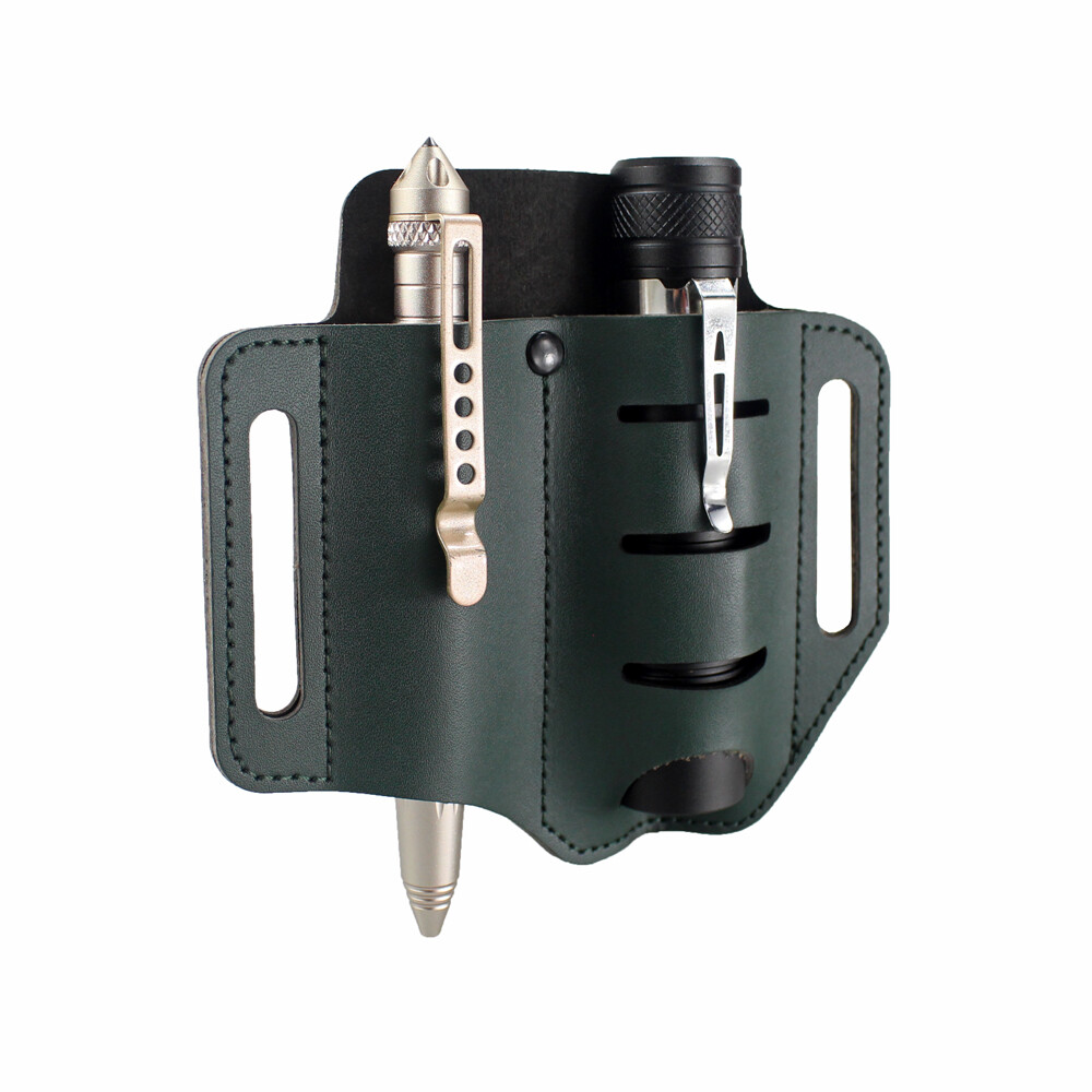 Leather Tool Sheath 2 Pockets Multitool Holder Holder Belt Pouch EDC Organizer