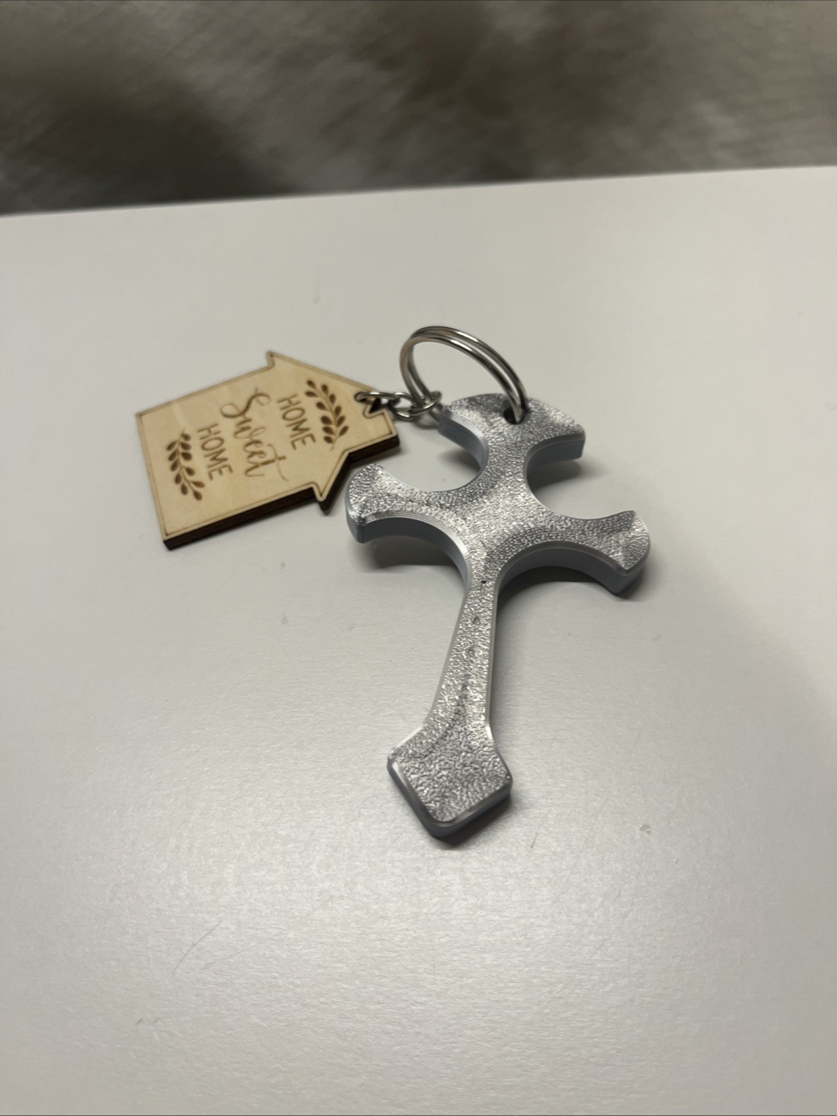 Christian Cross Keychain 3D Printed EDC Faith Gift Pocket Cross Religious Ring