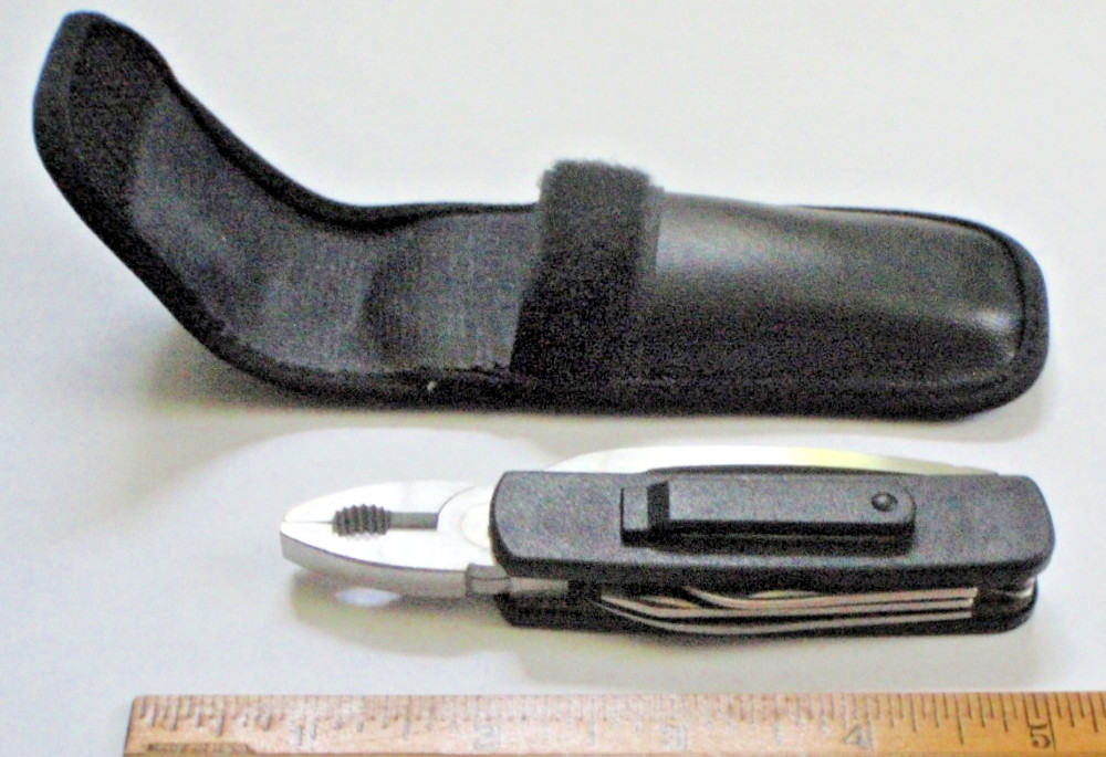 Brookstone Multi-Tool Stainless Steel Pliers wirecutter saw blade can opener
