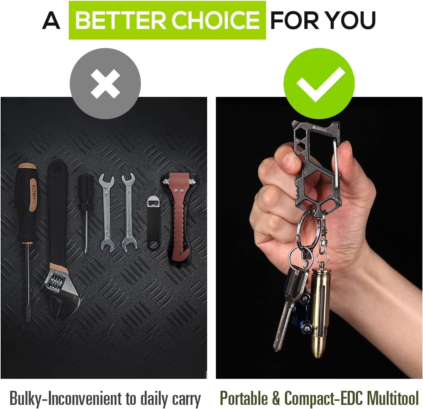 Carabiner Keychain Stainless Steel Multitool – 11 in 1 Tactical Emergency Surviv