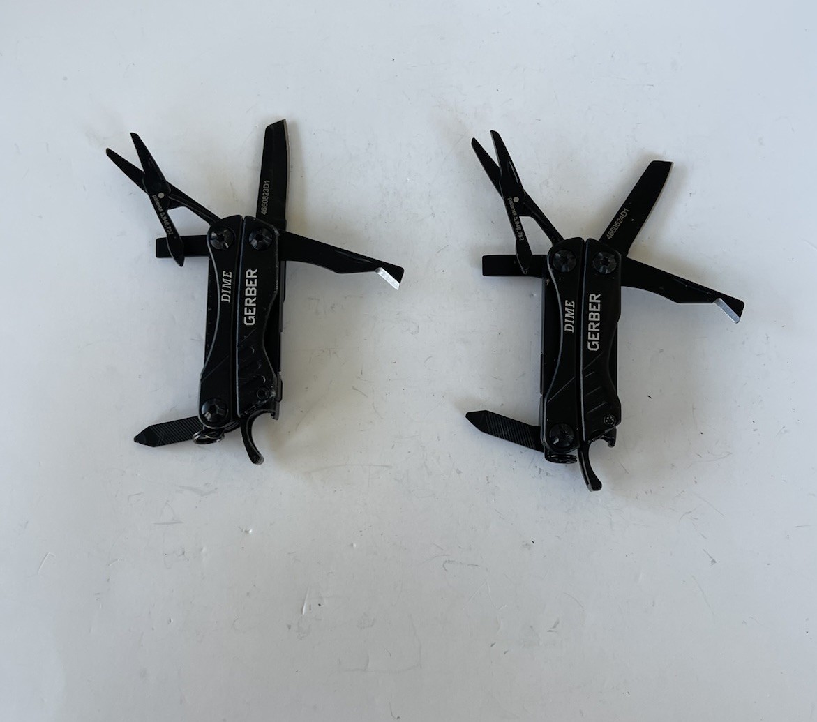 Lot 2 Black Gerber Dime Mini Multitools, Plain Edge, Scissors, Fast Shipping!!!