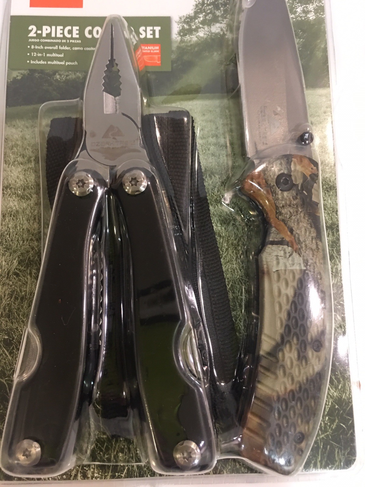 Camping Handyman Multi-Tool and 8″ Camo Knife Combo Set w Bonus Multi-Tool pouch