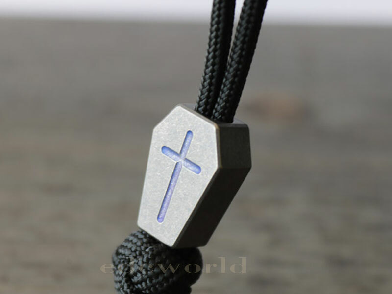 New TC4 Titanium Cross Mark Parachute Cord Bead Keychain Pendant Lanyard DIY