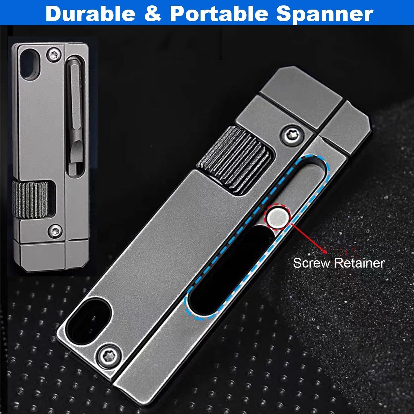 Titanium Keychain Wrench – Mini EDC Adjustable Spanner with Screwdriver, Pock…