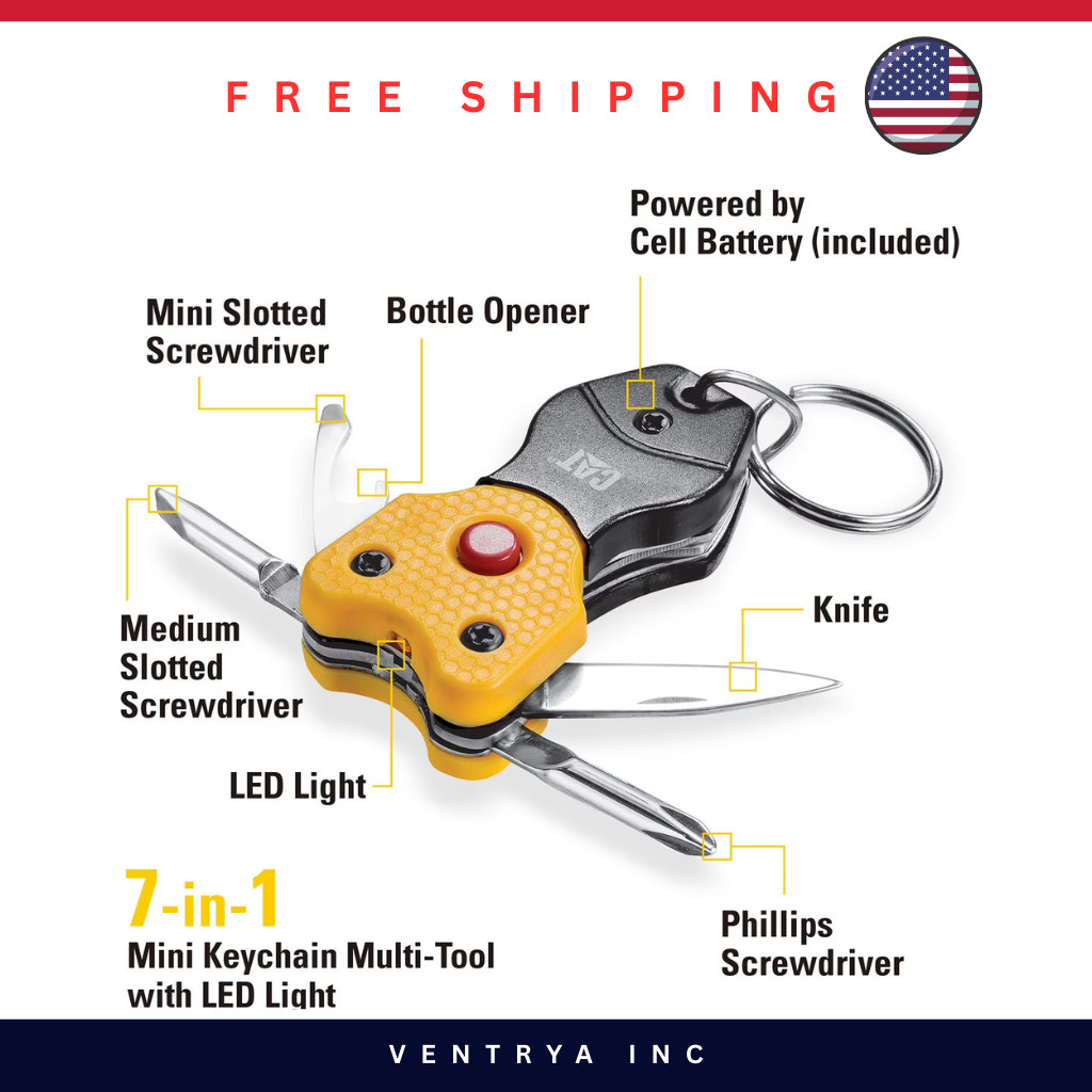 3 Piece 9-in-1 Multi-Tool Set with Knife & Keychain – Compact Survival Tool Gift