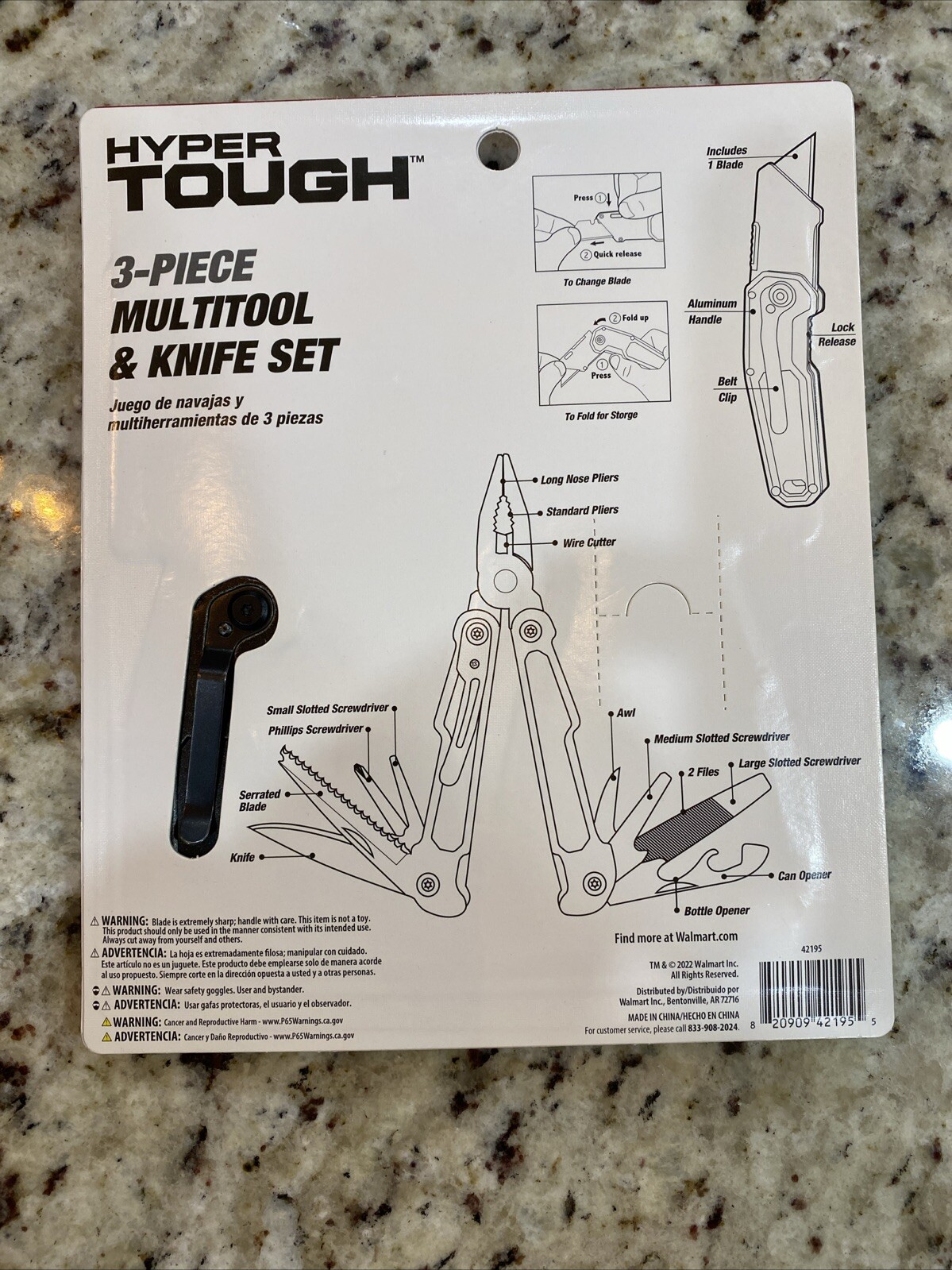 Hyper Tough 3 Piece Multi Tool & Knife Set w/Bottle opener New