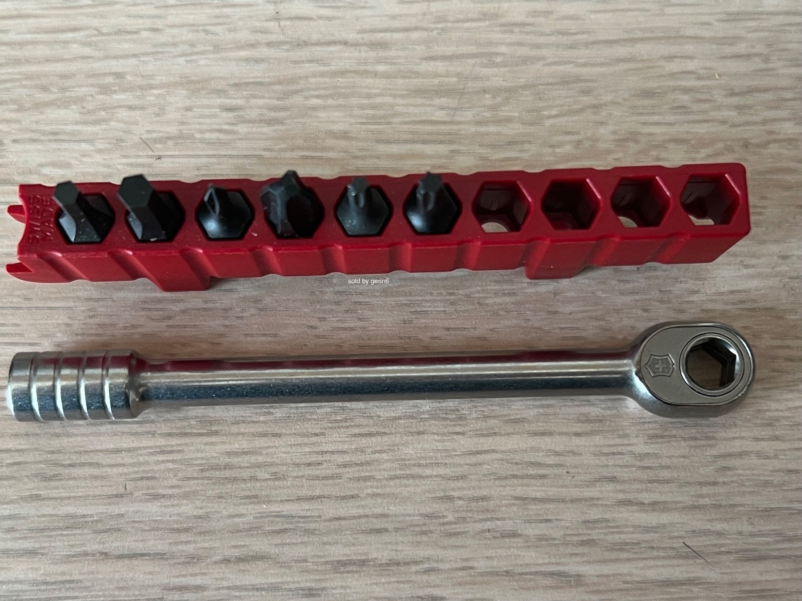 Swiss Army Ratchet With Bit Case & 6 Bits for SwissTool, Victorinox 3.0306, New