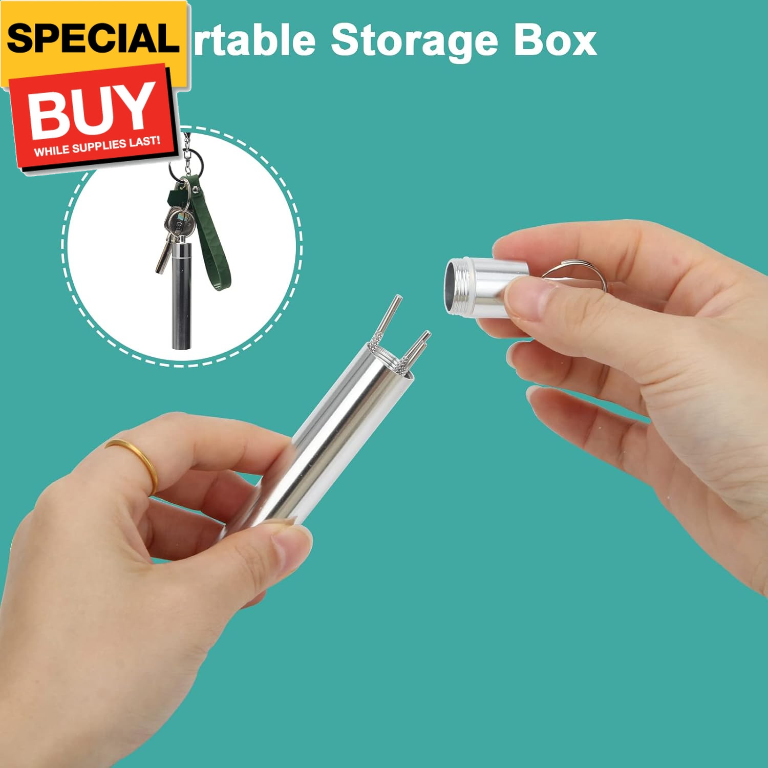 3 Pieces 2 Set Metal Toothpicks Kit, Reusable Toothpick Holder Portable Stainles