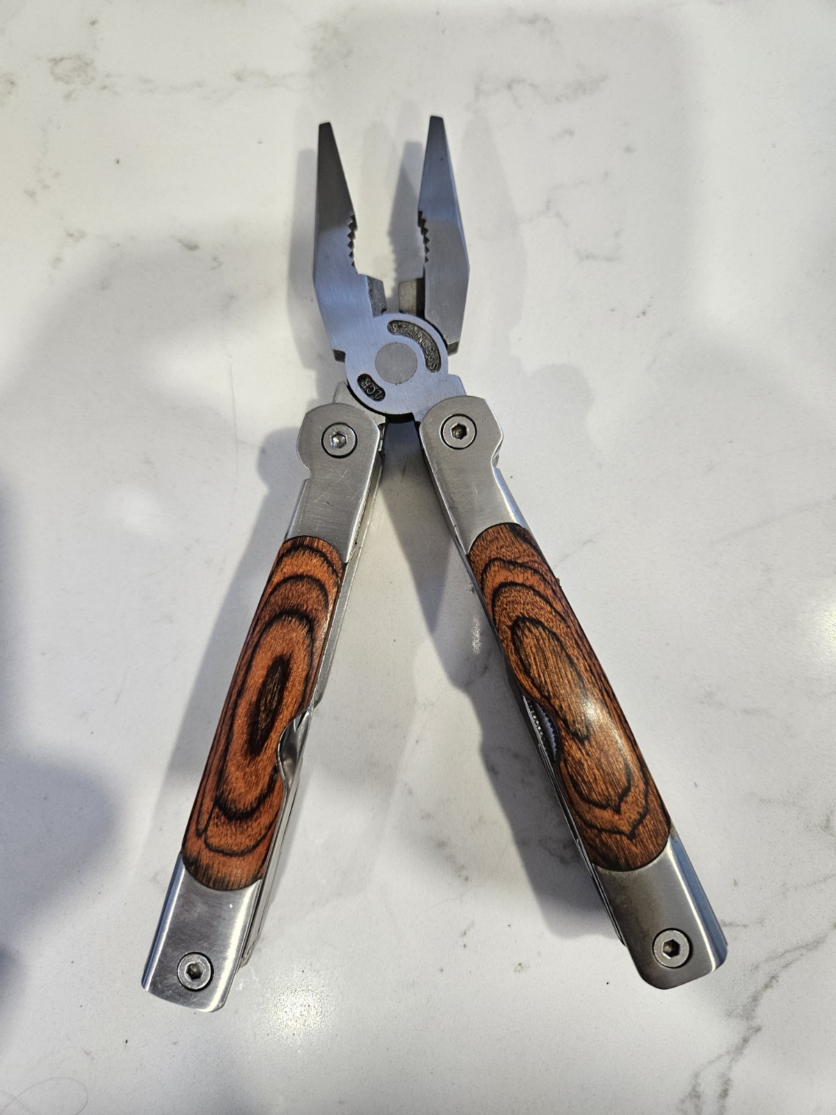 Stainless Steel Multi Tool Pliers Knife Saw Screwdrivers w/ Case & Bit Set