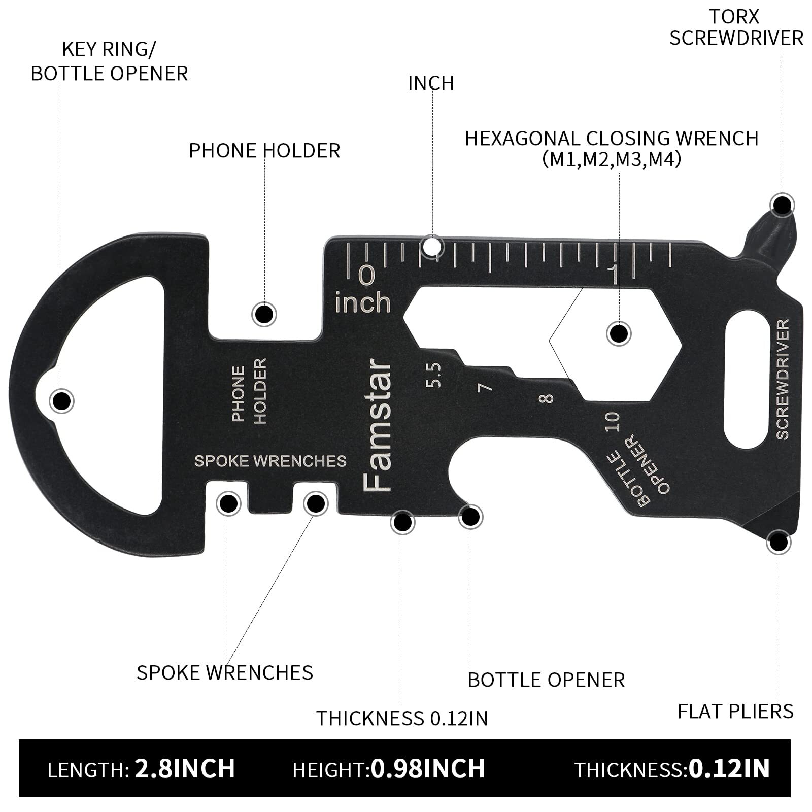 Keychain Multitool 3pack Metal Pocket Tool Portable No Rust Wrench For Screwrule