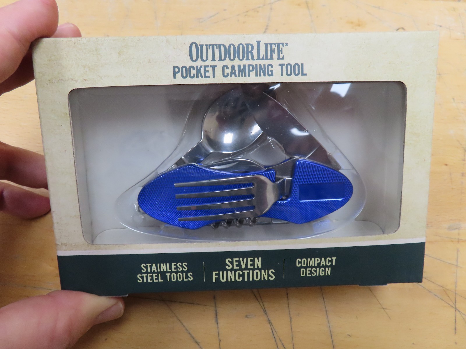 6 x Outdoor Life Pocket Camping Tool, 5 Stainless Blades-Blue Handle, Compact