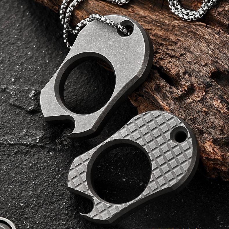 Titanium Bottle Opener EDC Keychain Necklace Pendant Outdoor EDC Multi Tool Gift