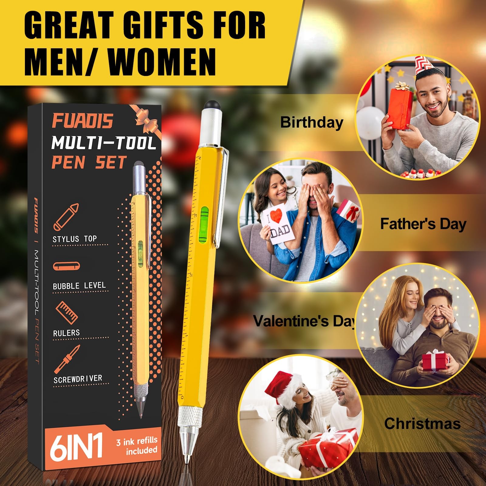 7-In-1 Multitool Pen Tech Tool for Men Construction Gadget Stocking Stuffers